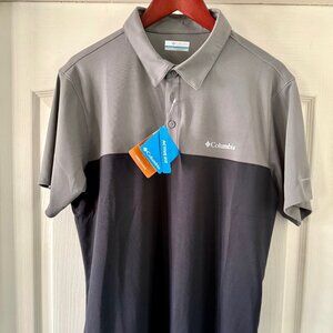 Columbia Omni-Wick Active Fit Polo, Men's Large, Black and Gray, NWT